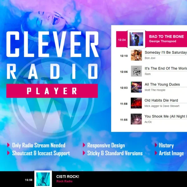 CLEVER – HTML5 Radio Player with Playback History for WordPress